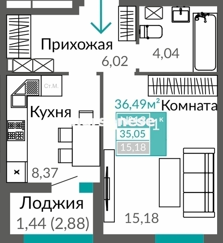 Квартира на продажу в Симферополе, Объездная дорога улица, д.53