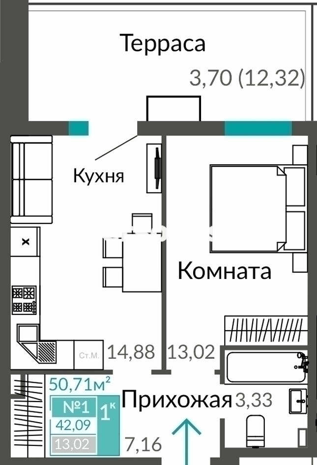 Квартира на продажу в Симферополе, Объездная дорога улица, д.54