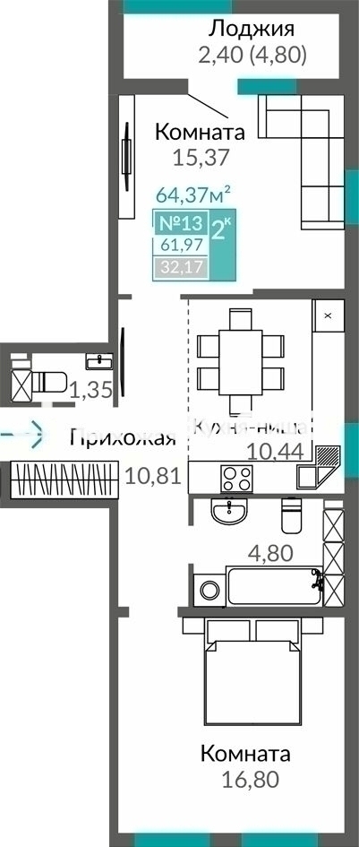 Квартира на продажу в Симферополе, Объездная дорога улица, д.58