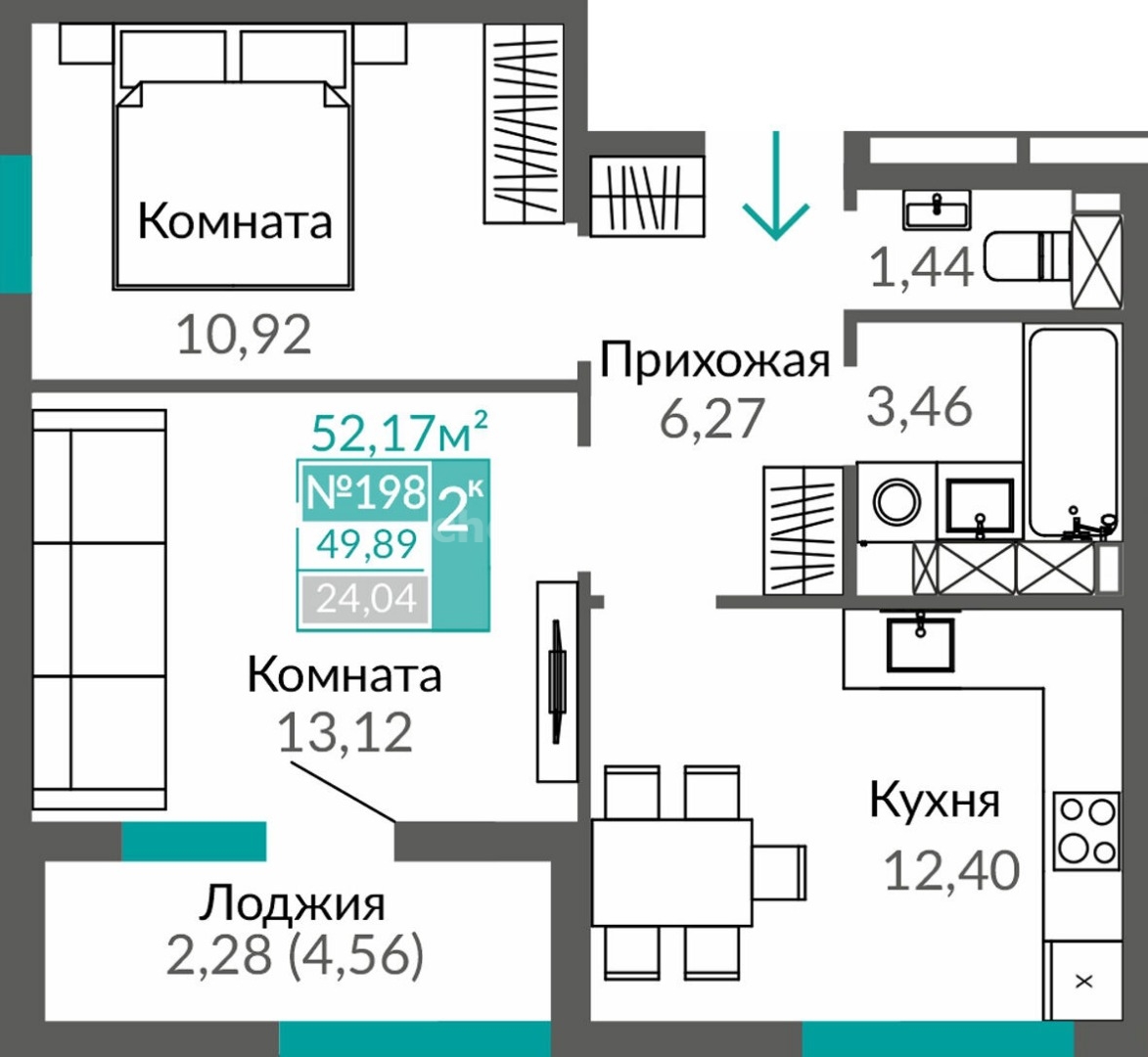 Квартира на продажу в Симферополе, Объездная дорога улица, д.53