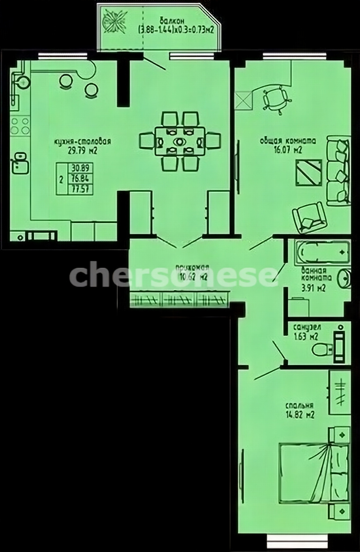 Продажа 3-комнатной квартиры, Севастополь, Горпищенко улица,  д.104Гк1