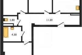 3-к. квартира, 76,8 м², 1/9 этаж     ...