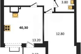 1-к. квартира, 40,32 м², 1/8 этаж    ...