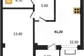 1-к. квартира, 41,21 м², 1/8 этаж    ...