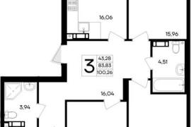 Продажа 3-комнатной квартиры 100,26 к...
