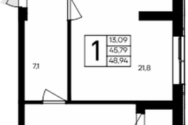 Продажа 1-комнатной квартиры 48,946 к...