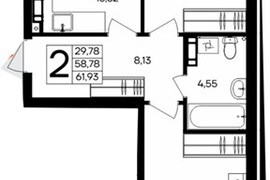 2-к. квартира, 61,93 м², 8/9 этаж    ...