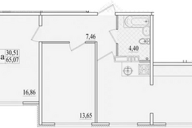 Продажа 2-комнатной квартиры 65,142 к...