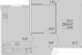 Продажа 2-комнатной квартиры 63,084 к...