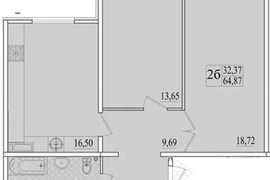Продажа 2-комнатной квартиры 64,872 к...