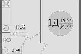 1-к. квартира, 34,79 м², 5/12 этаж   ...