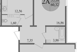 2-к. квартира, 60.32 м², 2/12 этаж   ...