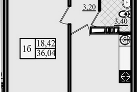 1-к. квартира, 36,04 м², 2/12 этаж   ...