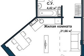 Квартира-студия, 40,9 м², 5/5 этаж   ...