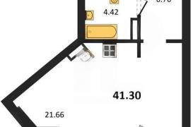Продажа студии 41,3 кв м, 4/5 этаж, у...