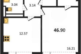 Продажа 1-комнатной квартиры 46,91 кв...