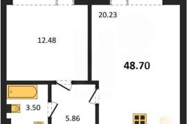 Продажа 1-комнатной квартиры 48,71 кв...