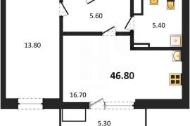 Продажа 1-комнатной квартиры 46,81 кв...