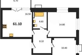 Продажа 2-комнатной квартиры 61,11 кв...