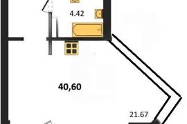 Продажа студии 40,6 кв м, 3/5 этаж, у...