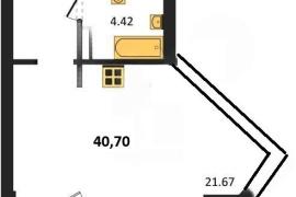 Продажа студии 40,7 кв м, 4/5 этаж, у...