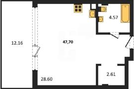 Продажа студии 47,7 кв м, 1/5 этаж, у...