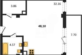 Продажа студии 48,1 кв м, 1/5 этаж, у...