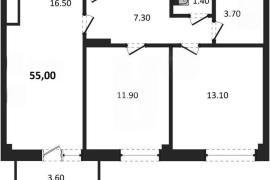 Продажа 2-комнатной квартиры 55,1 кв ...