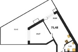 Продажа 1-комнатной квартиры 75,4802 ...