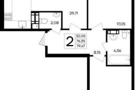 Продажа 2-комнатной квартиры 79,475 к...