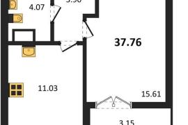 Продажа 1-комнатной квартиры 37,761 к...