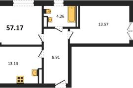 Продажа 2-комнатной квартиры 57,174 к...