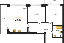 Продажа 2-комнатной квартиры 72,81 кв...