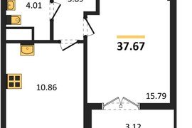 Продажа 1-комнатной квартиры 37,6702 ...