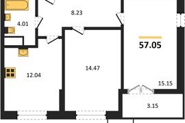 Продажа 2-комнатной квартиры 57,052 к...