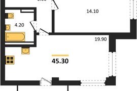 Продажа 1-комнатной квартиры 45,3 кв ...
