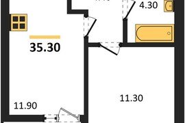 Продажа 1-комнатной квартиры 35,3 кв ...
