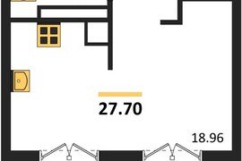 Продажа 1-комнатной студии 27,7 кв м,...