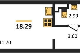 Продажа 1-комнатной студии 18,29 кв м...