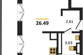 Продажа 1-комнатной студии 26,49 кв м...