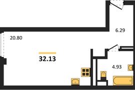 Продажа 1-комнатной студии 32,133 кв ...