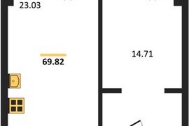 Продажа 1-комнатных апартаментов 69,9...