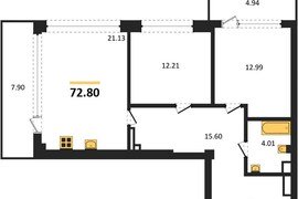Продажа 2-комнатной квартиры 72,8 кв ...