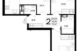 Продажа 2-комнатной квартиры 79,473 к...