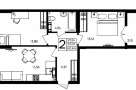 2-к. квартира, 60,64 м², 6/9 этаж    ...