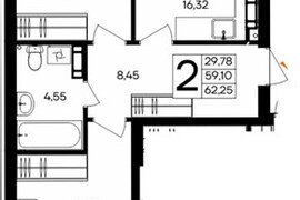 2-к. квартира, 62,25 м², 7/9 этаж    ...