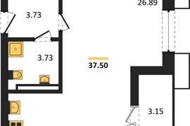 Квартира-студия, 37,5 м², 3/7 этаж   ...