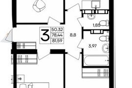 3-к. квартира, 81,59 м², 7/9 этаж    ...