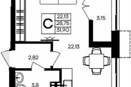 Квартира-студия, 31,9 м², 7/9 этаж   ...