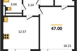 Продажа 1-комнатной квартиры 47 кв м,...